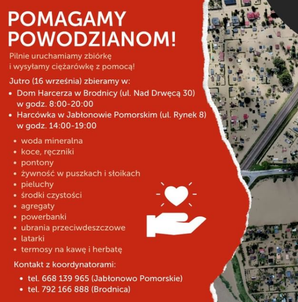 Pomoc powodzianom plakat