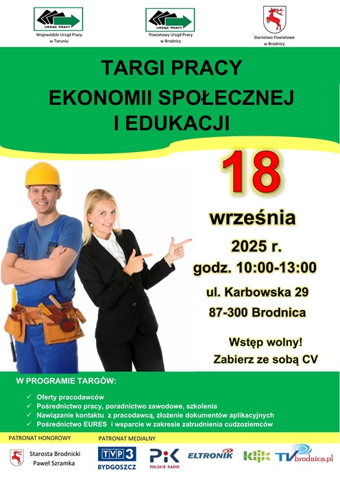 Zdjęcie artykułu Targi Pracy, Ekonomii Społecznej i Edukacji  w Brodnicy – 18 września 2025 r. - Lista Wystawców