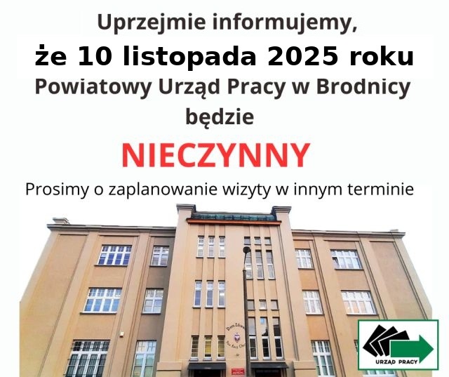 Zdjęcie artykułu 10 LISTOPADA POWIATOWY URZĄD PRACY BĘDZIE NIECZYNNY